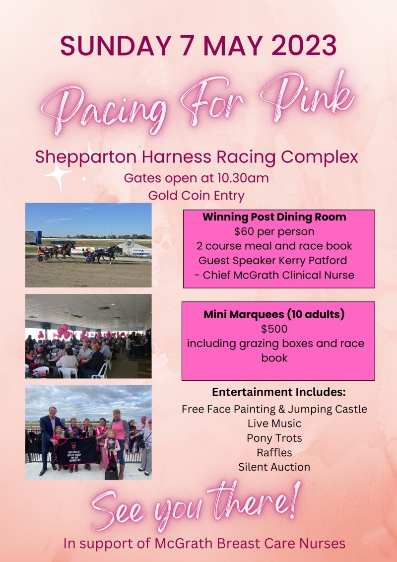 Shepparton Pacing for Pink Race Meeting