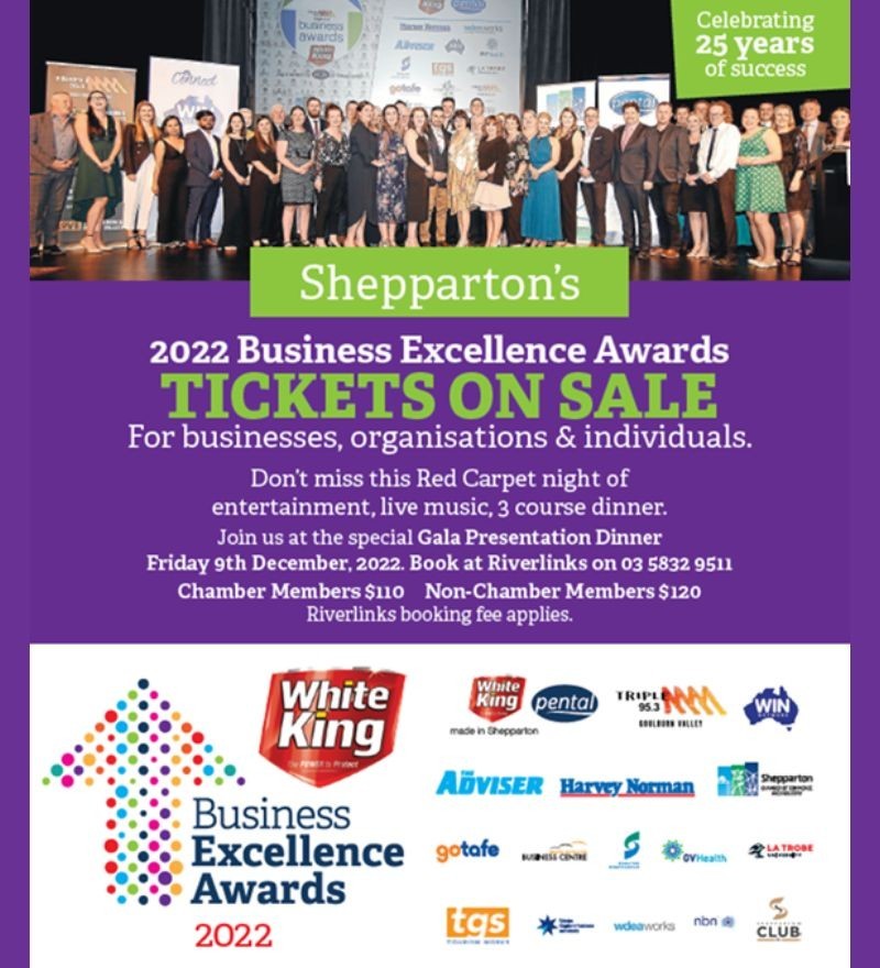 Shepparton Chamber of Commerce and Industry presents 2022 White King-Pental Business Excellence Awards - 25th Gala Presentation Dinner
