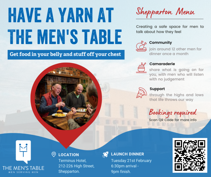 The Men's Table Shepparton - Men's community group dinner