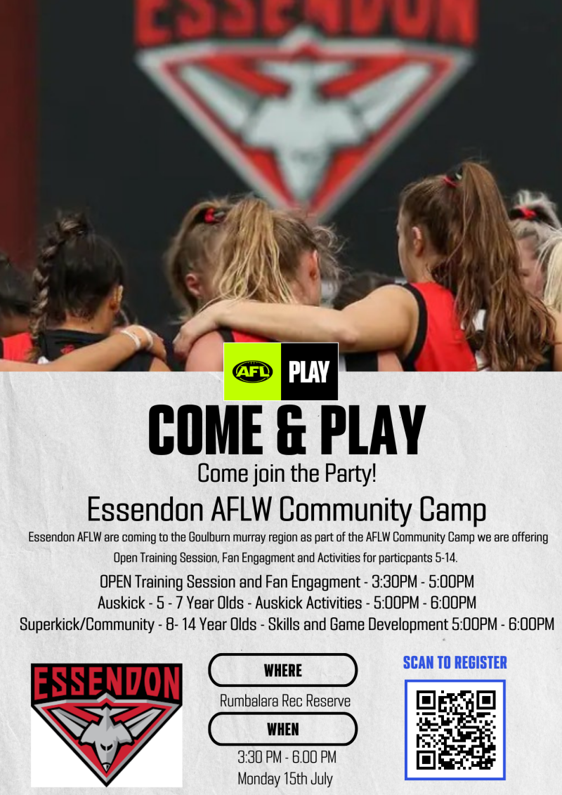 Essendon AFLW FREE Come and Play