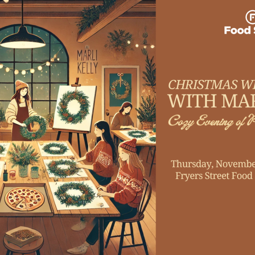 Christmas Wreath Party with Marli Kelly &ndash; Cozy Evening of Pizza & Creativity
