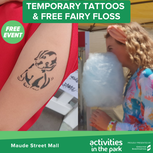 Temporary Tattoos and Free Fairy Floss on a Stick