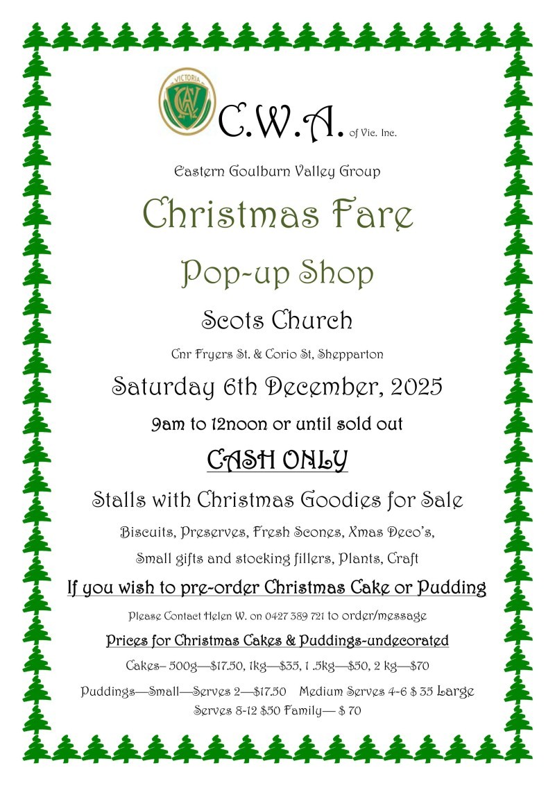 CWA Christmas Fare Pop Up Shop