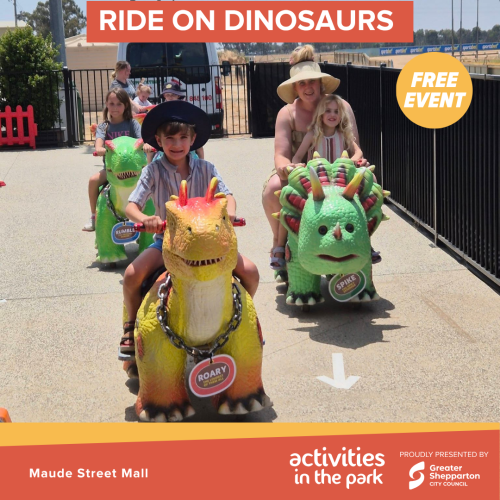 Dinosaur Ride On Fun at Maude Street Mall