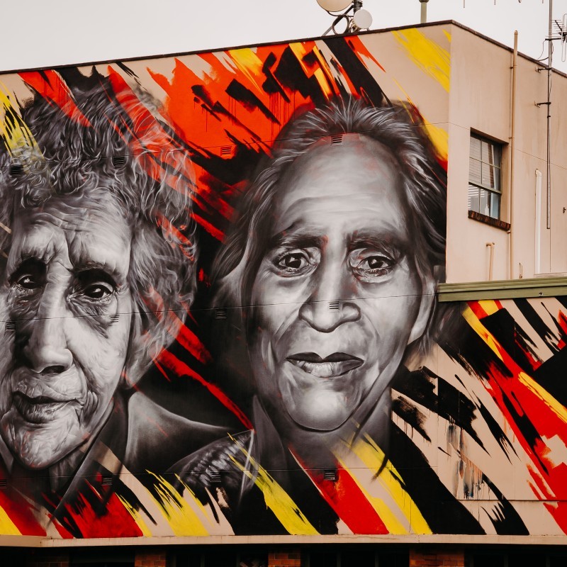 Aboriginal Street Art Project - Aunty Violet Harrison and Aunty Mary James